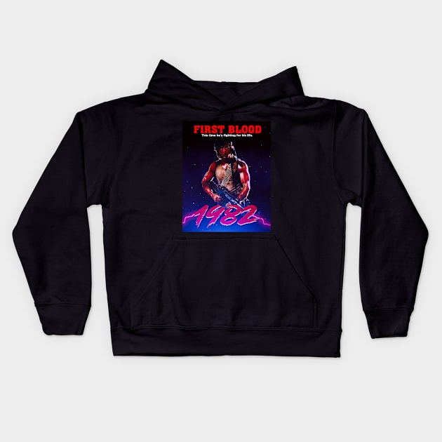 First Blood 1982 Kids Hoodie by VHS Neon Dreams